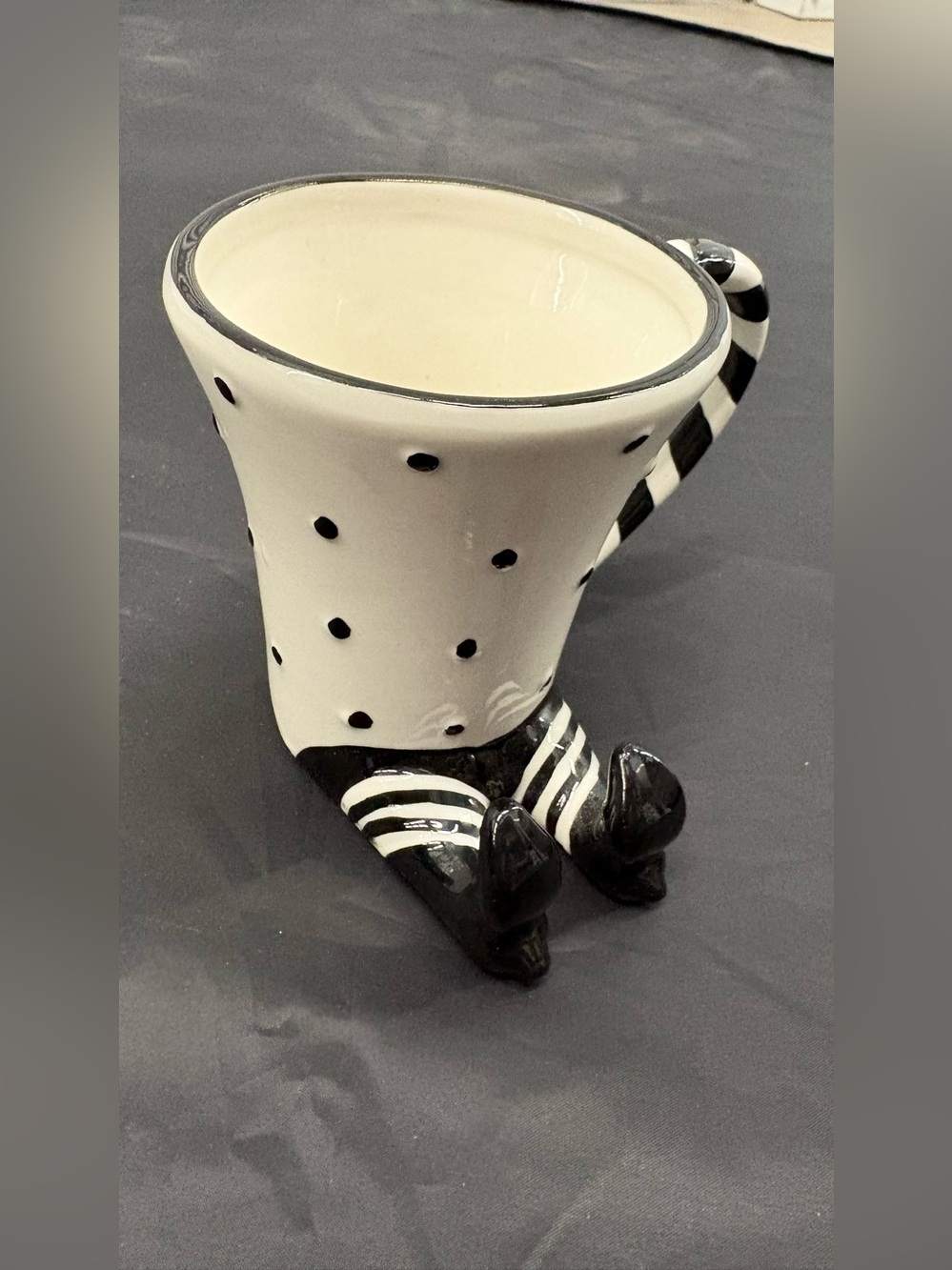 Wicked Witch Black & White Striped Polka Dot Mug